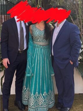 Turquoise / Teal Lehenga Choli with Dupatta